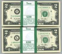 2 Gem Packs 100 Series 2013 $2 Bills in Sequence (F&L)