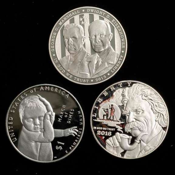 Mark Twain, March Of Dimes  & George Marshall PR Sil $