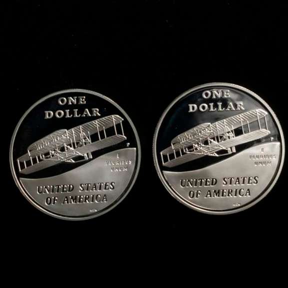 2 2003 Wright Bros First Fllight Proof Silver Dollars