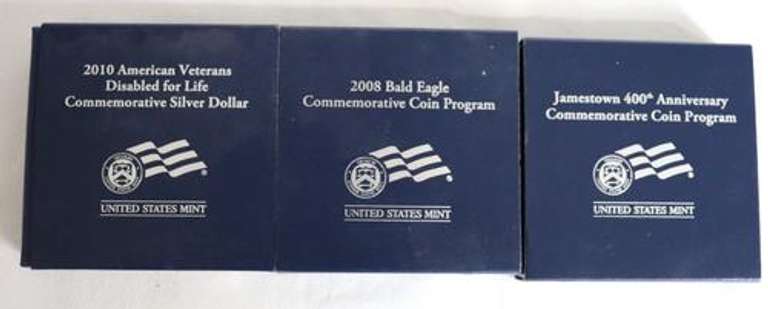 3 Silver Dollar Proofs With Boxs and Papers
