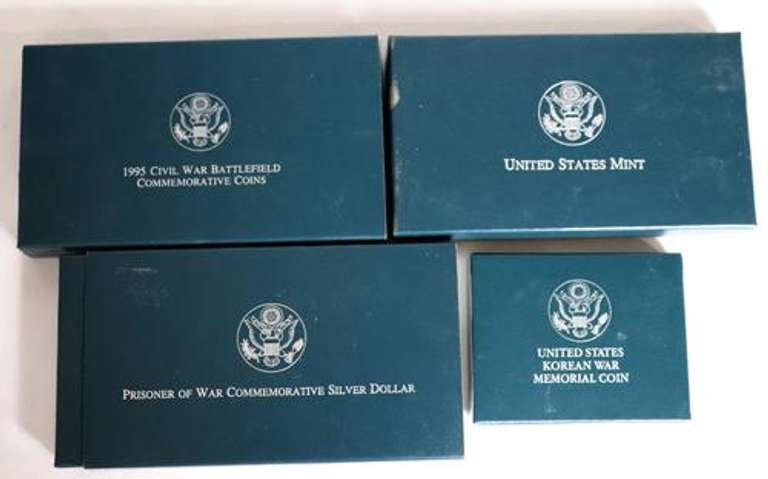 4 Silver Dollar Proofs With Boxs and Papers