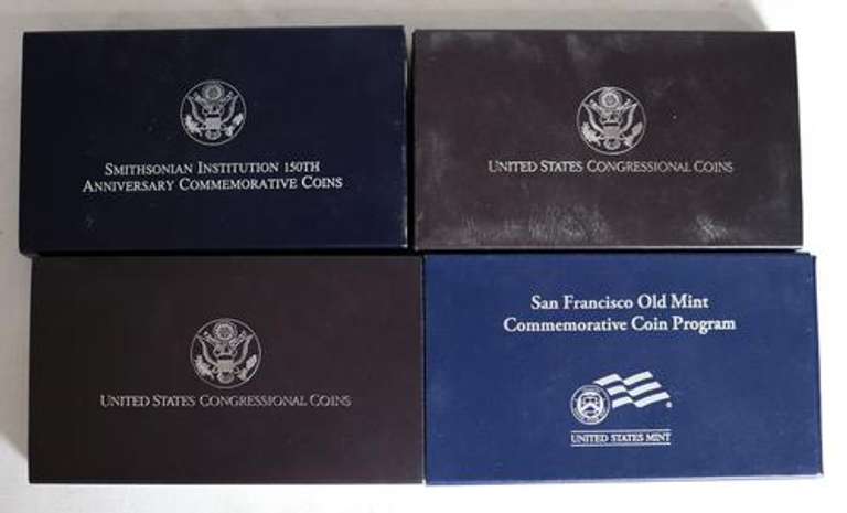 4 Silver Dollar Proofs With Boxs and Papers