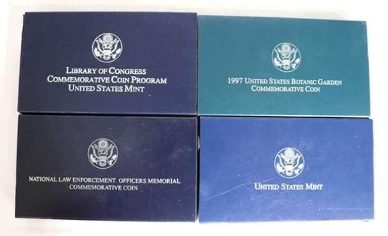 4 Silver Dollar Proofs With Boxs and Papers