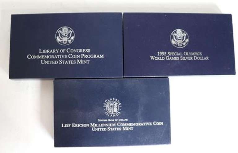 3 Silver Dollar Proofs With Boxs and Papers