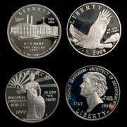 4 Modern Proof Silver Dollars In Capsules