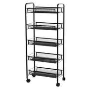 5-Tier Mesh Wire Rolling Cart Metal