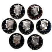 7 Assorted Silver Cameo Proof Kennedy Silver Halves