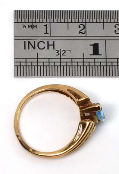 Marquise Blue Topaz & Diamond Ring