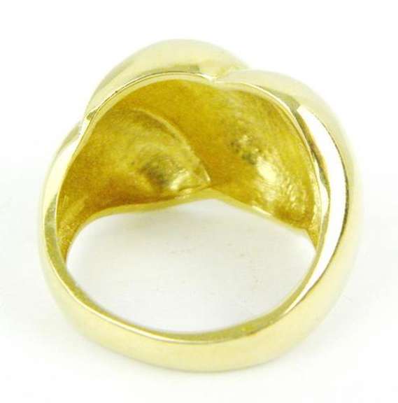 Vintage 18K Gold Wide Ribbed Ring, Size 6
