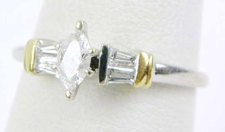 14K Ring - Marquise & Baguette Diamonds, 7