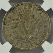 Rare date 1886 Liberty 'V' Nickel. NGC XF40