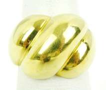 Vintage 18K Gold Wide Ribbed Ring, Size 6