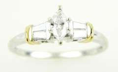 14K Ring - Marquise & Baguette Diamonds, 7