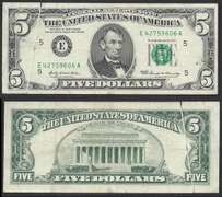 $5 1969 FRN Gutter fold runs completely circulated