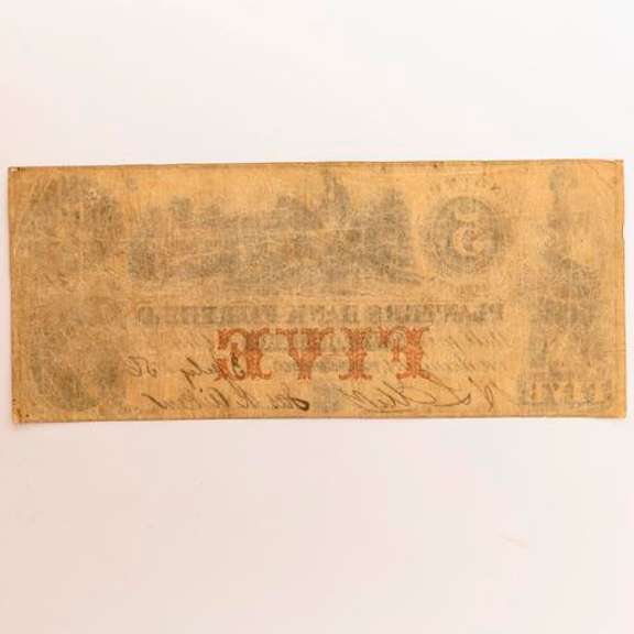 $5 Planters Bank of Fairfield South Carolina 1856 Note