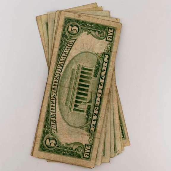 10 $ 5 Blue Seal Silver Certificates