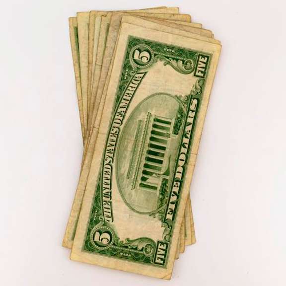 10 $ 5 Blue Seal Silver Certificates