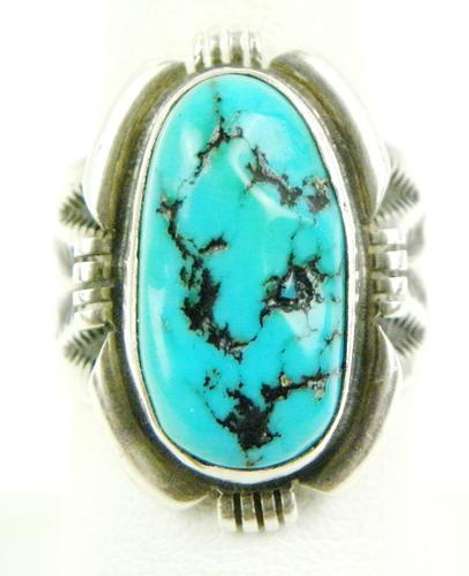 Wilson Padilla Sterling Turquoise Navajo Ring, 8