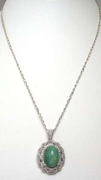 Striking Massive 11.57CTW Natural Emerald & White Sapphire Necklace