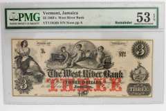 $3 1860 s West River Bank Jamaica Vt Remainder AU53 EPQ