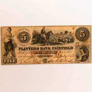 $5 Planters Bank of Fairfield South Carolina 1856 Note