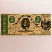 $5 Virginia Treasury Note March 13 1862 Series