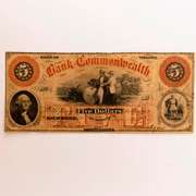 State Of Virginia $5 Bank Of The Commonwealth Note