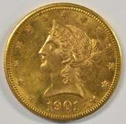 Flashy BU 1901-S $10 Liberty Gold Piece. Nice