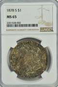 Great Gem BU 1878-S Morgan Silver Dollar. NGC MS65