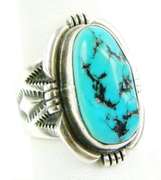 Wilson Padilla Sterling Turquoise Navajo Ring, 8