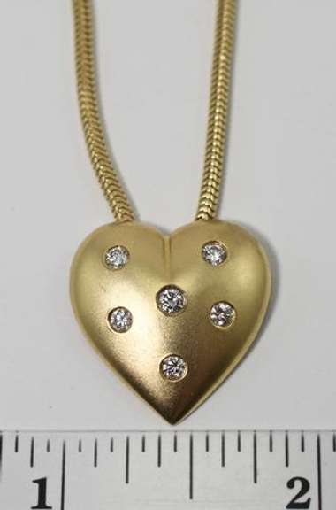 Stunning Contemporary Diamond Heart 14K Necklace