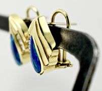 Gorgeous Synthetic Opal and Diamond 14K Earrings
