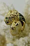 Delightfully Detailed 18K and Enamel Lion Ring