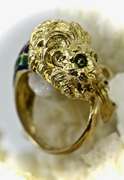 Delightfully Detailed 18K and Enamel Lion Ring