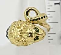 Delightfully Detailed 18K and Enamel Lion Ring