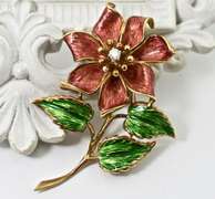 Fun and Colorful 18K and Enamel Flower Brooch