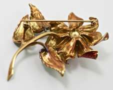Fun and Colorful 18K and Enamel Flower Brooch