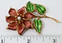 Fun and Colorful 18K and Enamel Flower Brooch