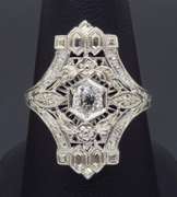 Vintage 18k White Gold Diamond Shield Ring