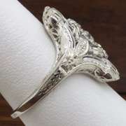 Vintage 18k White Gold Diamond Shield Ring