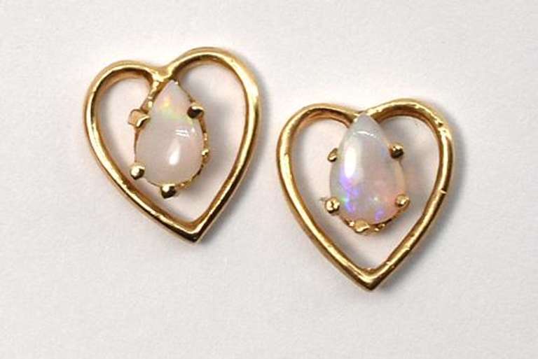Cute Opal Heart Earrings