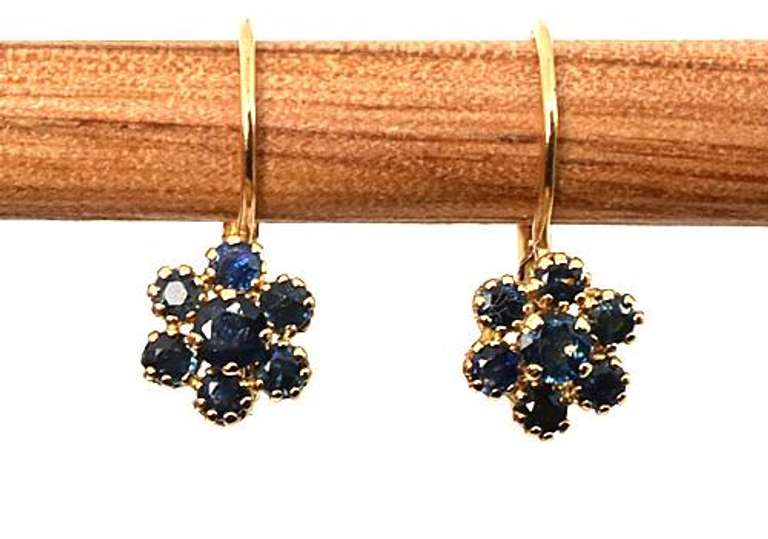 Useful 14k Sapphire Cluster Earrings