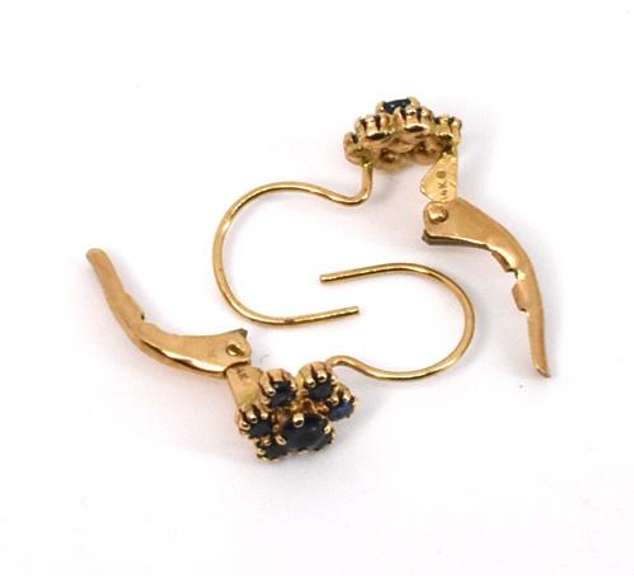 Useful 14k Sapphire Cluster Earrings