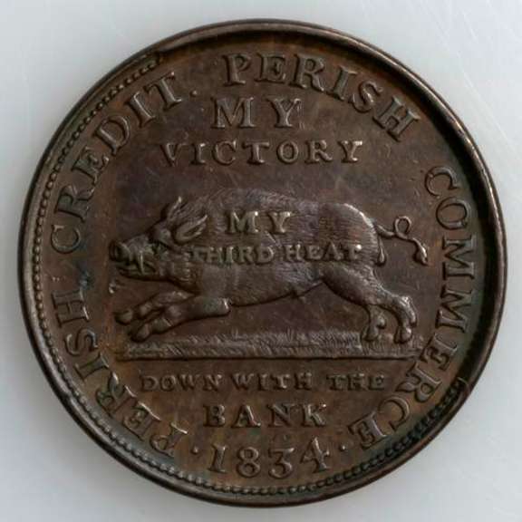 1834 My Substitute For The US Bank AU Hard Times Token