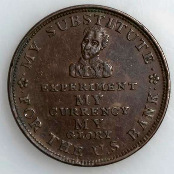 1834 My Substitute For The US Bank AU Hard Times Token