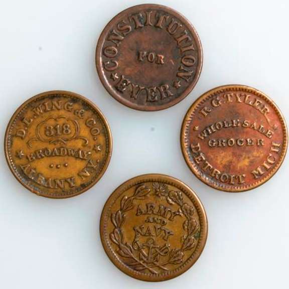 4 No Date Civil War Tokens