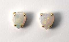 Heart Shaped Opal Stud Earrings