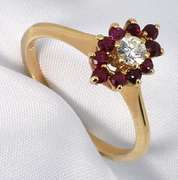 Feminine Diamond Amidst Rubies Ring