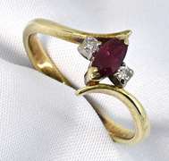 Sweet Marquise Ruby and Diamond Ring