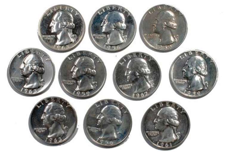 10 Assorted Proof Washington Quarters